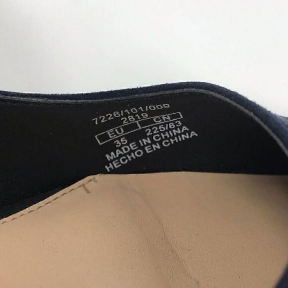 Zara TRF Navy Faux Suede Chunky Heels Size 35 - Picture 7 of 7